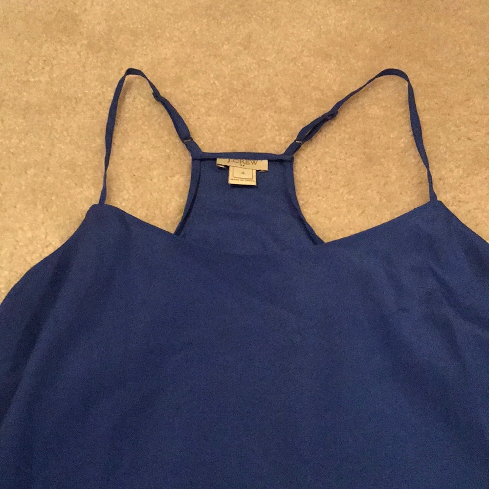 J crew blue chiffon tank - Picture 1 of 4